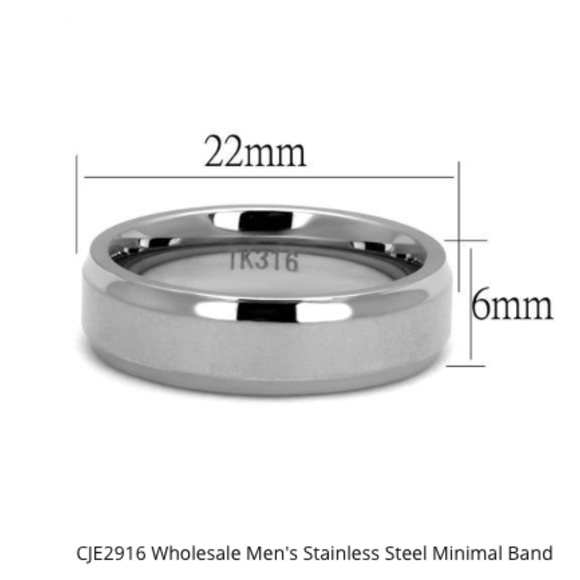 Men's Silver Stainless Steel Minimal Band Ring Size  12 High Polished - Picture 3 of 5